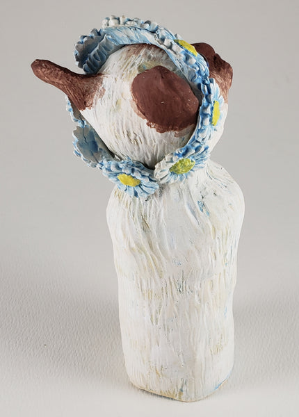 Sasha the Siamese Cat Wears a Daisy Headband - Artworks by Karen Fincannon
