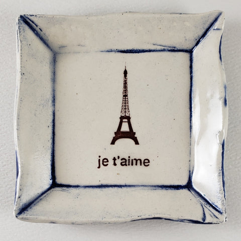 Tiny Plate with "Je T'aime" and the Eiffel Tower