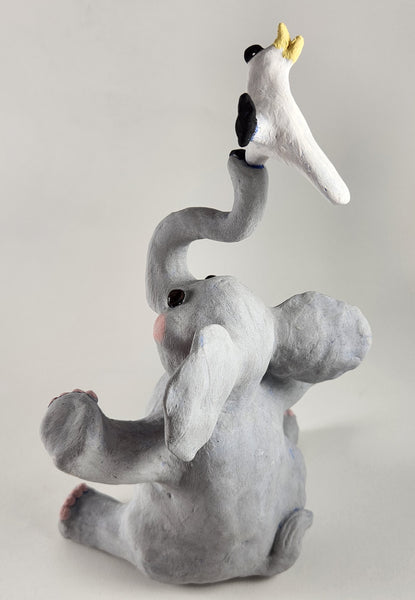 Elliot the Elephant and Cockatoo Friend - Artworks by Karen Fincannon