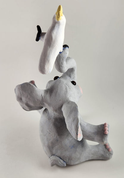 Elliot the Elephant and Cockatoo Friend - Artworks by Karen Fincannon