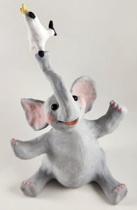 Elliot the Elephant and Cockatoo Friend - Artworks by Karen Fincannon