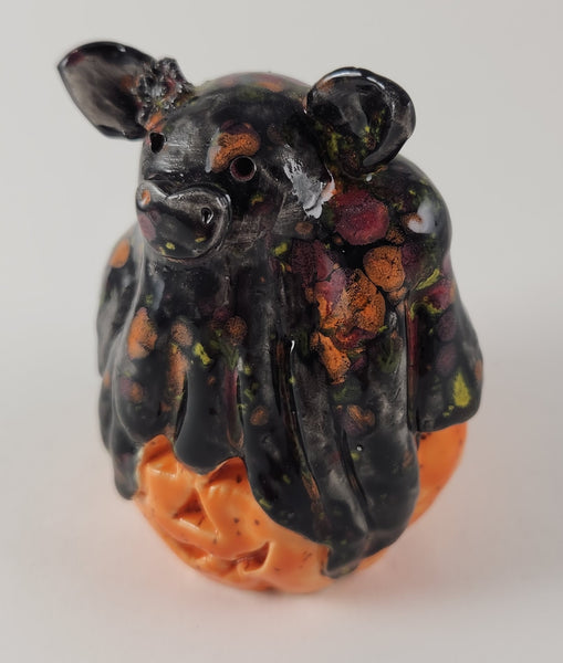 Ghost Cow on a Pumpkin! - Artworks by Karen Fincannon