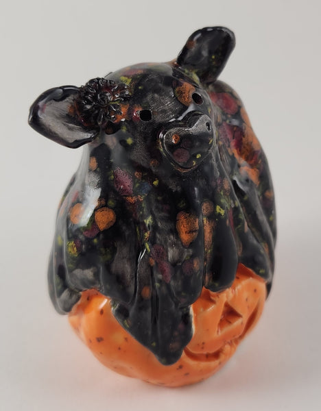 Ghost Cow on a Pumpkin! - Artworks by Karen Fincannon