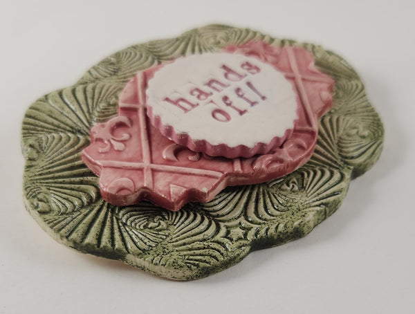 "Hands Off!" word plaque - Artworks by Karen Fincannon