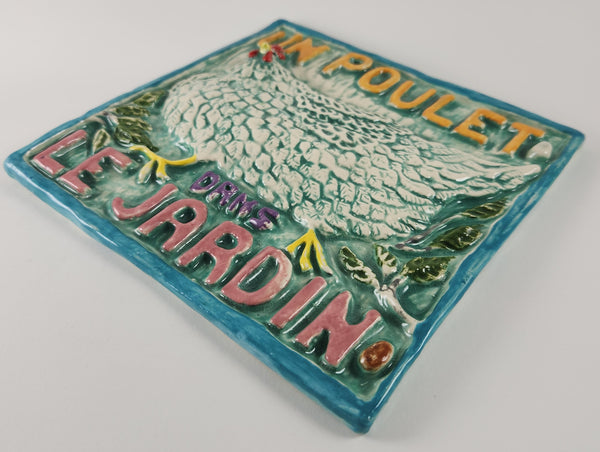 Un Poulet Dans Le Jardin 6x6 Ceramic Tile