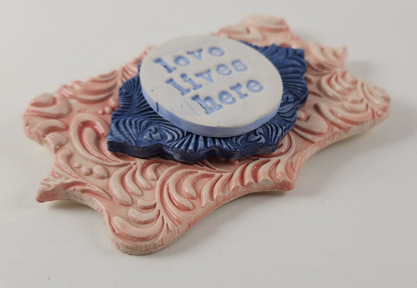 "Love Lives Here" word plaque - Artworks by Karen Fincannon