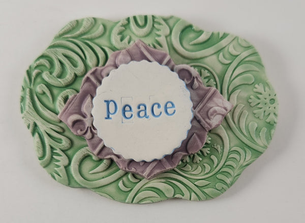 "Peace" word plaque - Artworks by Karen Fincannon