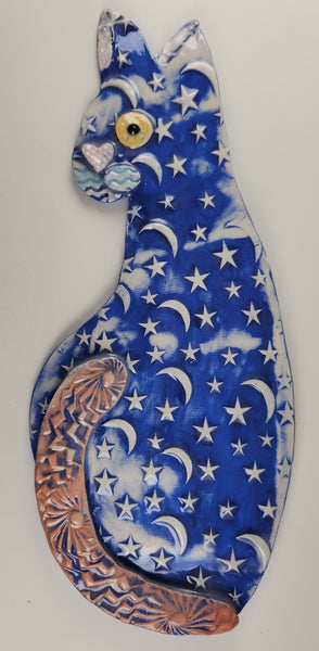 Stars and Moon Cat 2 - Artworks by Karen Fincannon