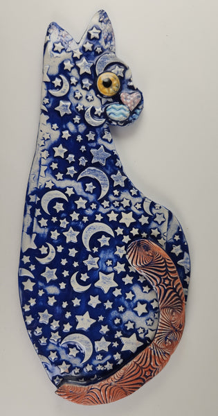 Stars and Moon Cat - Artworks by Karen Fincannon