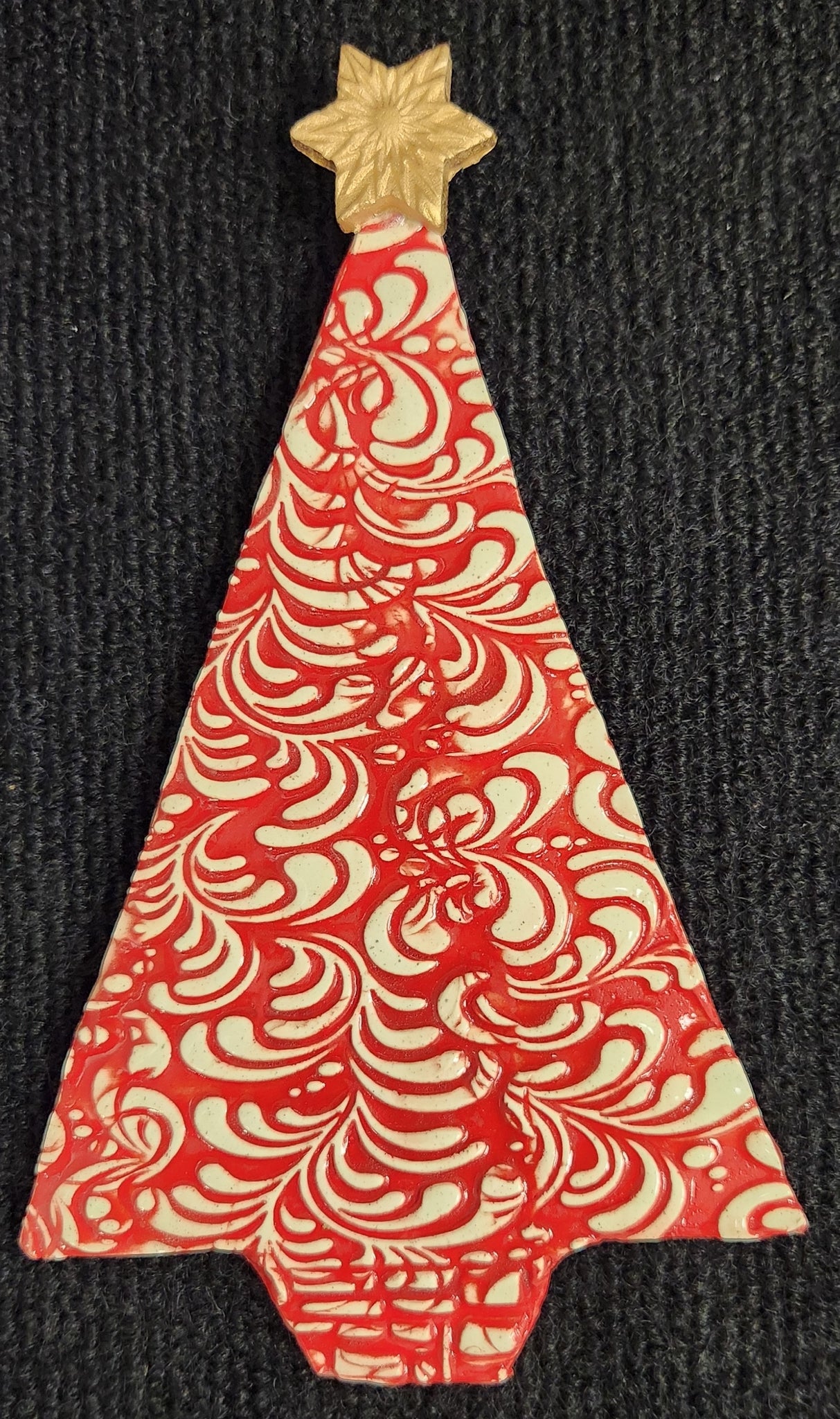 Radiant Red Swirl Christmas Tree