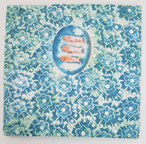 Three Fish 4x4 Ceramic Tile - Artworks by Karen Fincannon