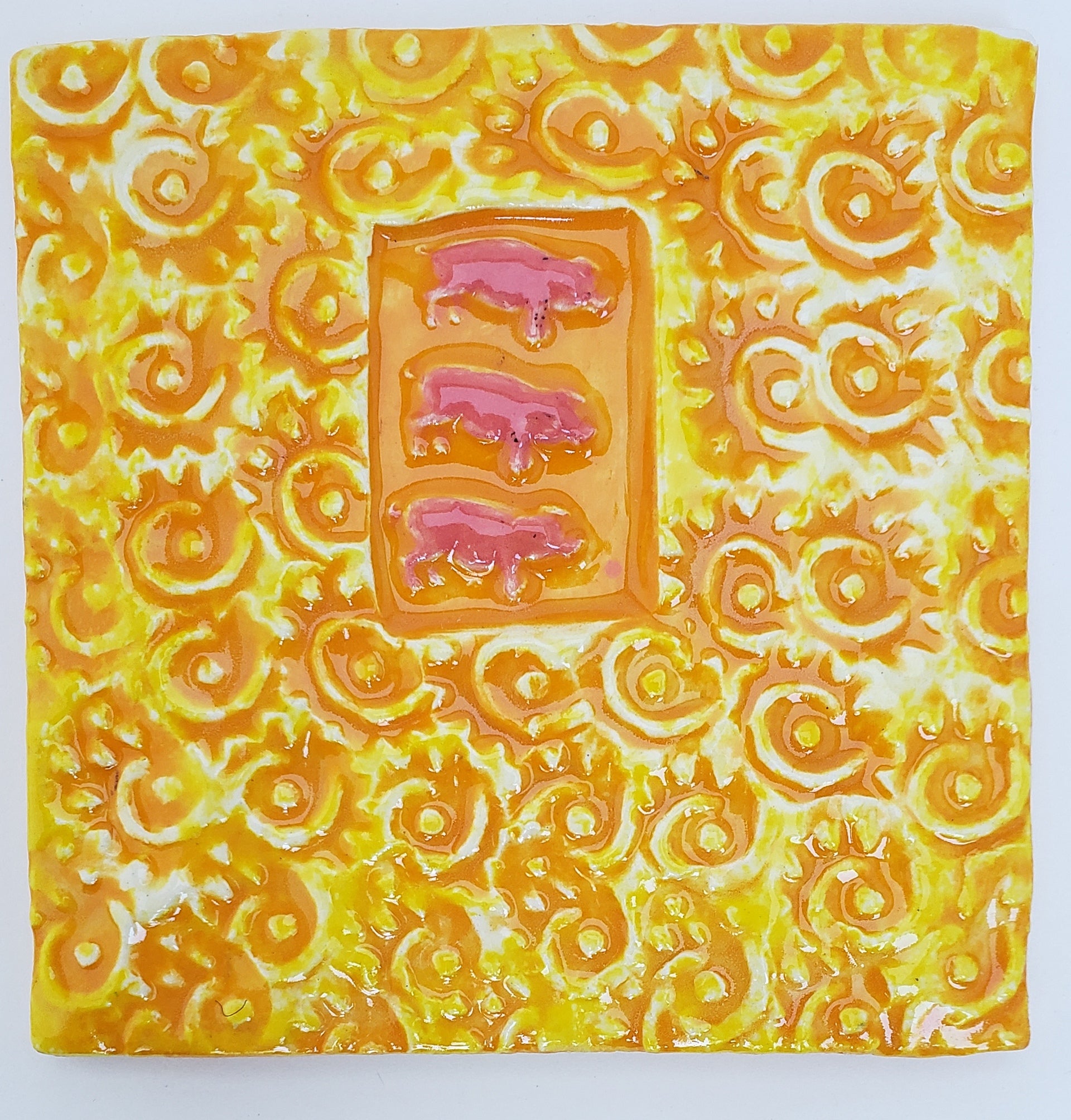 Three Little Pigs Again 4x4 Ceramic Tile - Artworks by Karen Fincannon