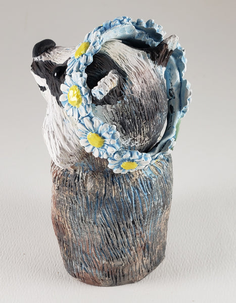 Frances the Badger Wears a Daisy Headband - Artworks by Karen Fincannon