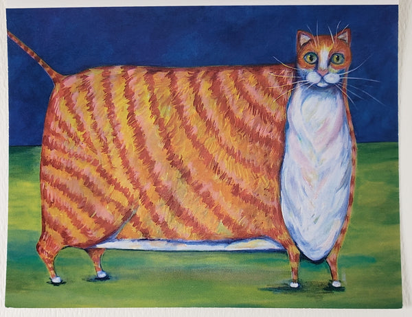 Big Orange Cat Greeting Card - Artworks by Karen Fincannon
