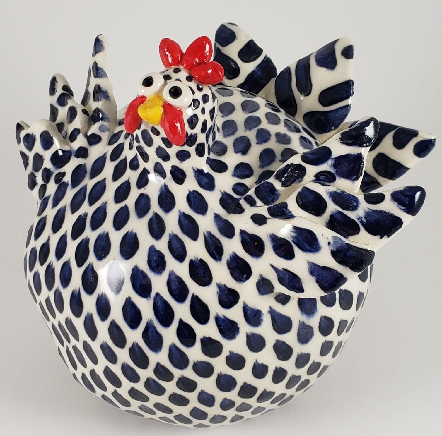 Dark Blue and White Chicken Large