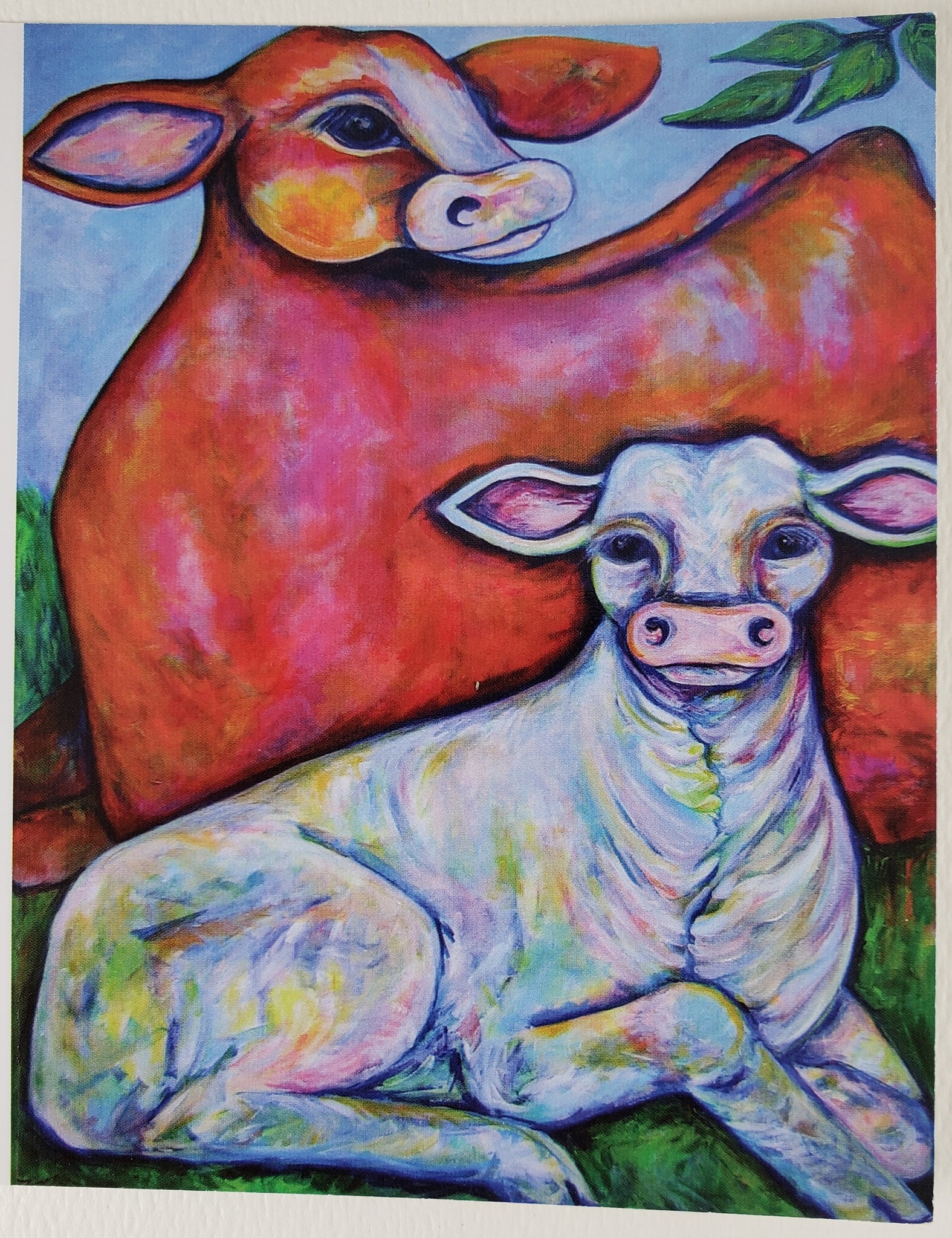 Mother and Calf Greeting Card - Artworks by Karen Fincannon