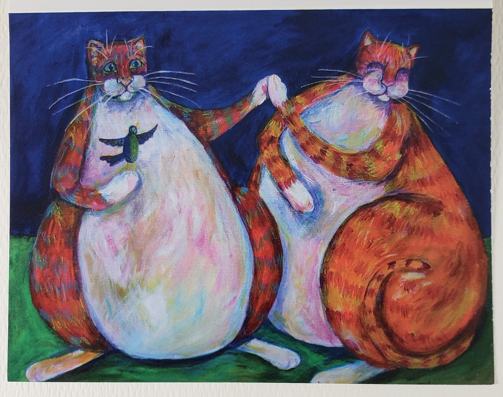 Two Cats High Five Greeting Card - Artworks by Karen Fincannon