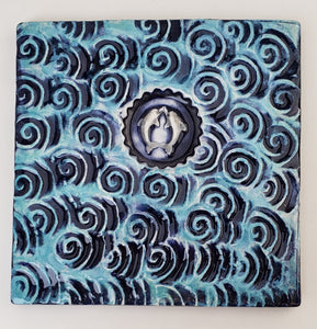 Dolphin 4x4 Ceramic Tile - Artworks by Karen Fincannon