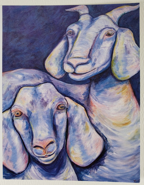 Two Goats Greeting Card - Artworks by Karen Fincannon
