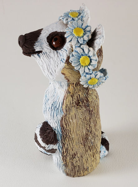 Rochelle the Ring Tailed Lemur Wears a Daisy Headband - Artworks by Karen Fincannon