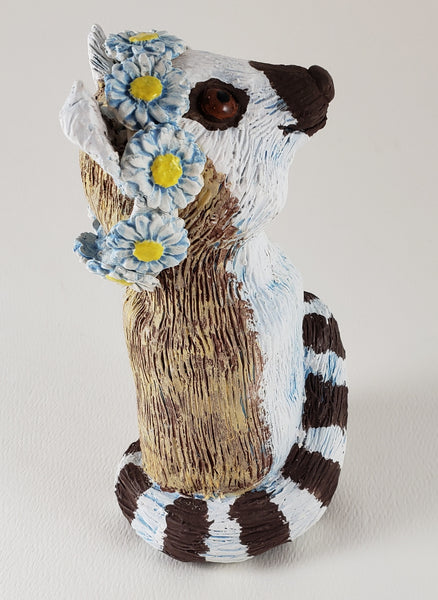 Rochelle the Ring Tailed Lemur Wears a Daisy Headband - Artworks by Karen Fincannon