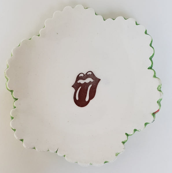 Tiny Plate with the Rolling Stones tongue - Artworks by Karen Fincannon