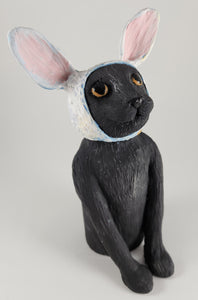 Black Cat with Bunny Hat