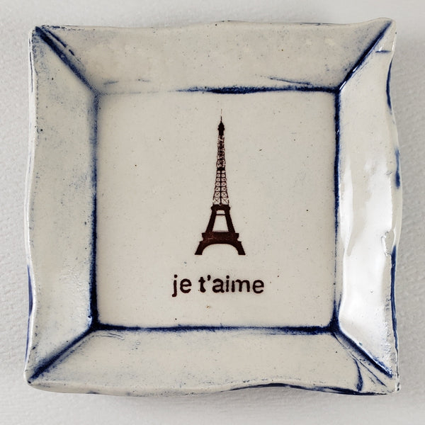 Tiny Plate with "Je T'aime" and the Eiffel Tower
